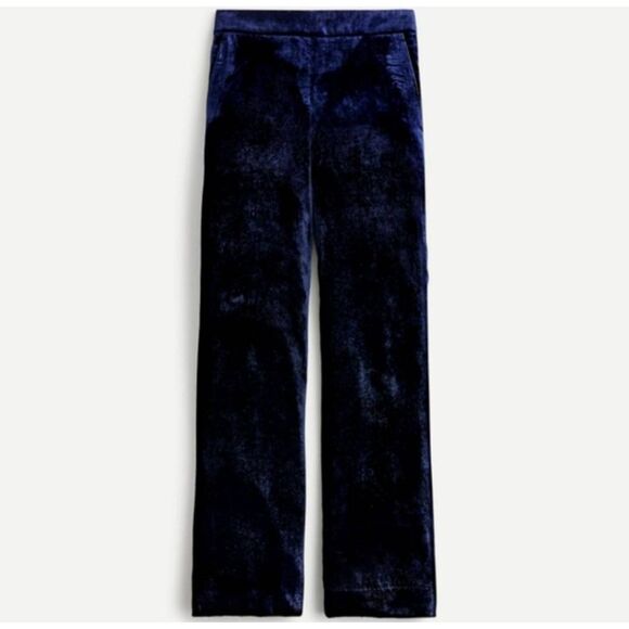 J Crew‎ Pull-On Velvet Peyton Pant Sz 14 Navy Blue Ankle Elastic Waist Career - Picture 1 of 10
